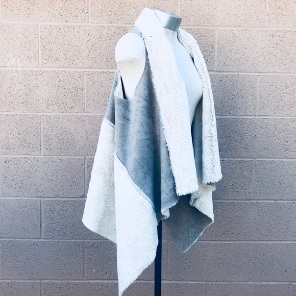 Boutique Sweaters - Gray vegan fur cardigan